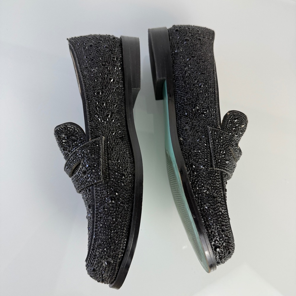 Betsey Johnson Aron Penny Loafers Womens 7.5 Black Rhinestone Embellished - Picture 8 of 12